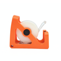 Orange Tape Dispenser with Transparent Adhesive Tape on Transparent Background Clipping Path png