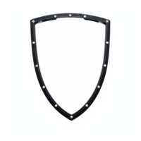 Protective Black Metal Shield Frame with Bolts Transparent Background Clipping Path png