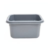 Gray Plastic Storage Tub Container Rectangular Utility Box with Transparent Background Clipping Path png