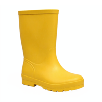 Yellow Rubber Rain Boot with Non Slip Sole and Waterproof Design Transparent Background Clipping Path png