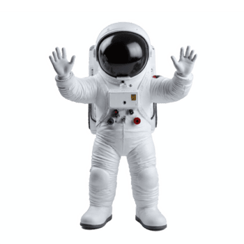 astronauta nel bianca tuta spaziale raggiungendo inoltrare isolato su trasparente sfondo con ritaglio sentiero png