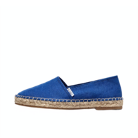 Blue Espadrille Shoe with Woven Jute Sole Casual Slip On Lightweight Comfortable Transparent Background png