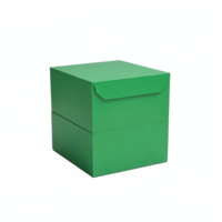 Green cardboard gift box with lid closed isolated on transparent background clipping path png
