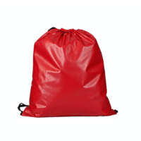 Red Drawstring Backpack Bag with Shiny Material and Transparent Background Clipping Path png