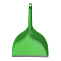 Green Plastic Dustpan Cleaning Tool with Handle on Transparent Background Clipping Path png