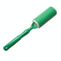 Green Lint Roller with Plastic Handle on Transparent Background Clipping Path Cleaning Tool png