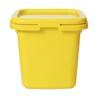 Yellow Plastic Storage Container with Lid Square Shape Transparent Background Clipping Path png