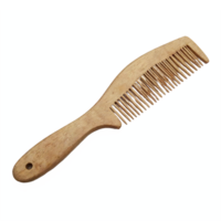 Wooden Hair Comb with Fine Teeth Handheld Grooming Tool Transparent Background Clipping Path png