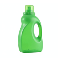 Green Plastic Detergent Bottle with Handle and Cap Transparent Background Clipping Path png