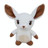 Cute Soft Plush Rabbit Toy with Big Ears and Brown Accents on Transparent Background Clipping Path png