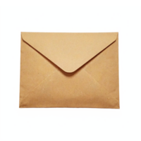 Brown Paper Envelope with Flap Closed on Blue Background Transparent Clipping Path png