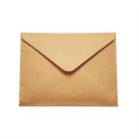 Brown Kraft Paper Envelope Closed with Flap on Blue Background Transparent Clipping Path png