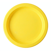 Yellow Round Plate Isolated on Transparent Background Clipping Path Flat Dinnerware png
