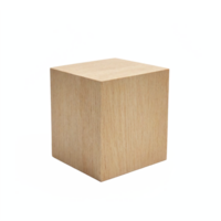 Natural Light Wood Cube Solid Block with Transparent Background Clipping Path png