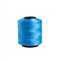 Blue Sewing Thread Spool with Shiny Fibers Isolated on Transparent Background Clipping Path png