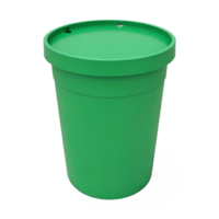 Green Plastic Bucket with Lid Container Isolated on Transparent Background with Clipping Path png