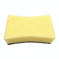Cleaning Sponge with Yellow Soft Foam and Green Scrubbing Pad on Transparent Background Clipping Path png