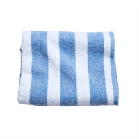 Folded Blue And White Striped Beach Towel With Soft Texture On Transparent Background png