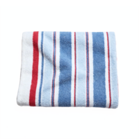 Folded Bath Towel with Red Blue White Stripes on Transparent Background with Clipping Path png