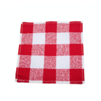 Red and White Checkered Cloth Napkin with Texture Pattern Transparent Background Clipping Path png