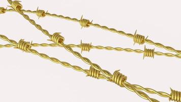 The Gold barbed wire for war concept 3d Rendering. photo