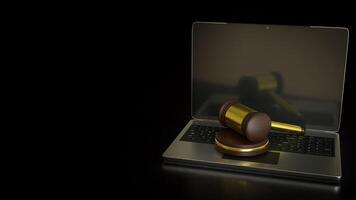 The Hammer Law on Laptop for Technology concept 3d Rendering. photo