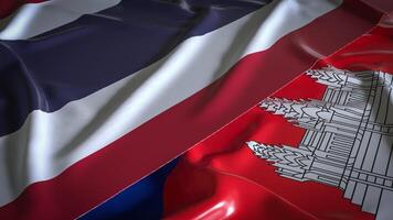 Thailand and Cambodia flag for Background concept 3d Rendering. photo