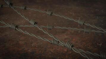 The Barbed wire on Rusty Background for war concept 3d Rendering. photo
