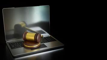 Hammer Law on Laptop for Technology concept 3d Rendering. photo