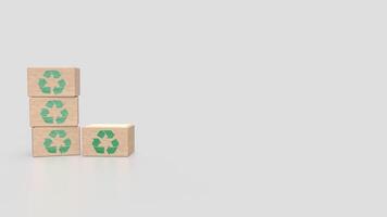 The Recycle symbol on Box for eco concept 3d Rendering. photo