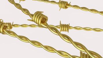 Gold barbed wire for war concept 3 d Rendering. photo