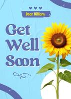 Sun Flower Greeting Card Get Well Soon template