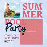Summer Pool Party Event Instagram Post template