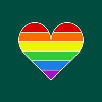 Rainbow Heart with White Stroke on Dark Green Background vector