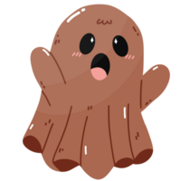 Friendly Chocolate Ghost Waving Hello png