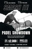 Black Torn Paper Padel Sport Poster template