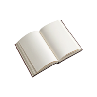 Open book blank pages mockup for writing and drawing on transparent background png
