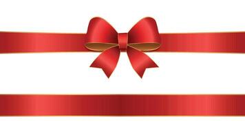 Red bow and ribbon design element for holidays design, gift boxes, satin warping decor realistic illustration vector