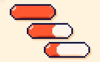Energy live bars with drawn in pixel art 8 bit style. vector