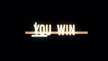 Animation text of You Win gold glittering glitch text effect video