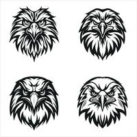 A Collection of Bold Eagle Head Illustrations Striking Designs Depicting Power Precision and Majesty in Detailed Black and White Graphics vector