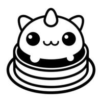 Whimsical Unicorn Pancake Stack A Delightful Fusion of Fantasy and Food Art in Black and White Illustration vector