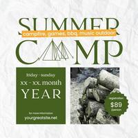 Minimalist Illustration Summer Camp Instagram Post template