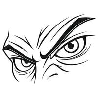 An angry face with a black and white outline vector