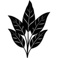 A black and white illustration of a leaf vector