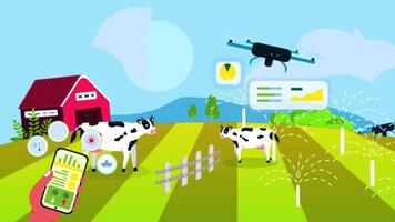 Farmer Using Phone Control Drone for Farm video