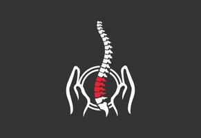 Sciatica line and solid icon, Human diseases concept, Sciatica Back Pain sign on black background. vector