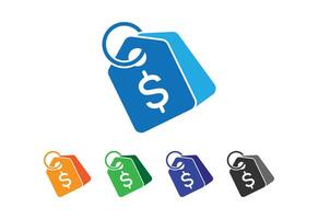 Dollar Price Tag solid icon design on a white background. vector