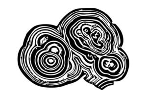 Abstract Black and White Geode Slice Illustration Showing Concentric Circular Layers vector