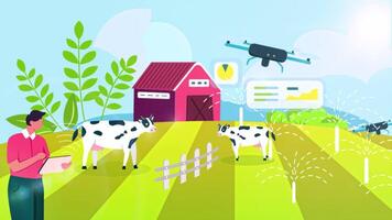 Farmer Using Drone for Farm video